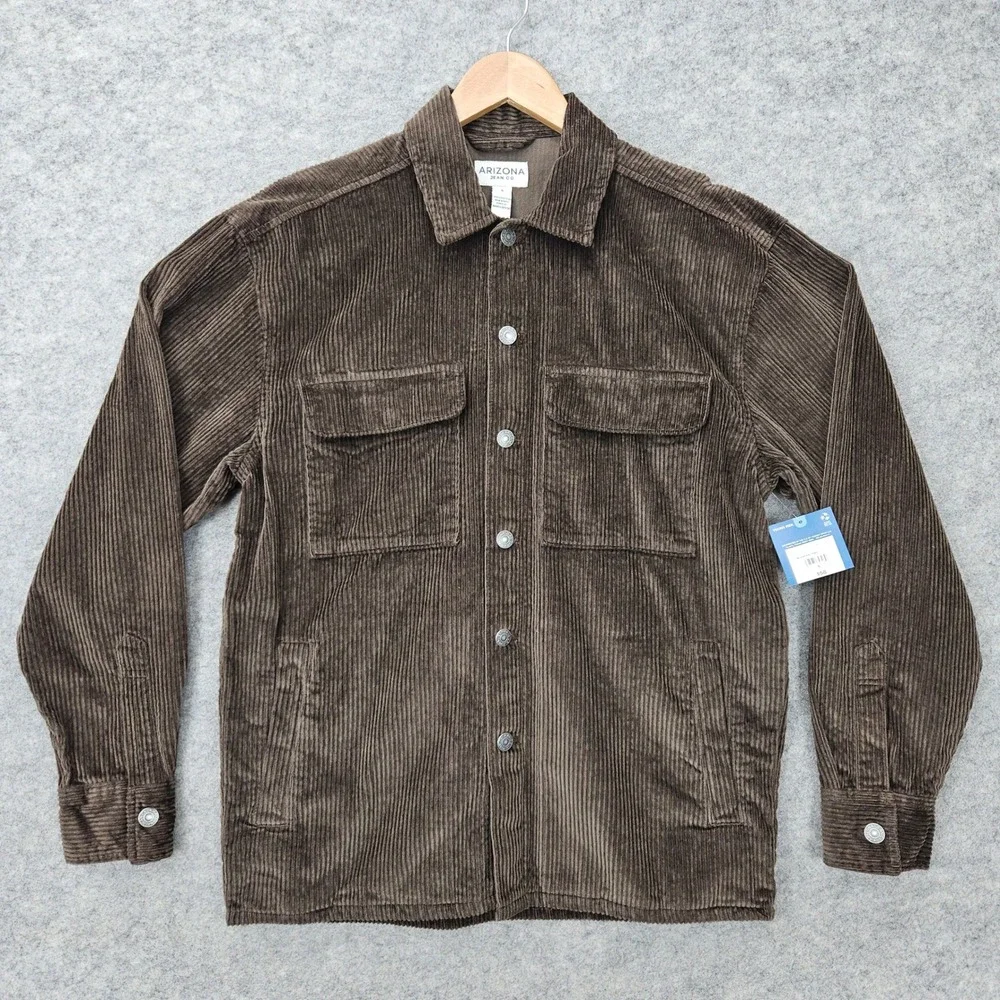 NEW Arizona Jean Co Corduroy Shirt Jacket Young Men's Small Brown Mountain Trail